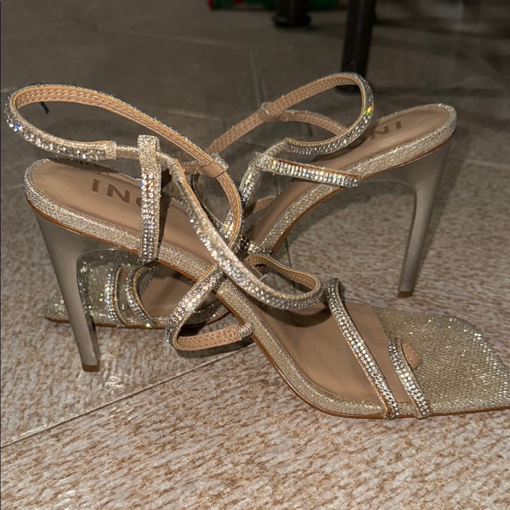 INC Gold Strappy Heels